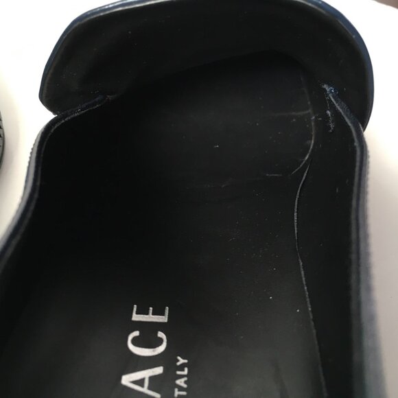 Authentic Men\'s Versace Black Dark Navy Leather Slip-on Size 40 Run Big Like 42 main image 10